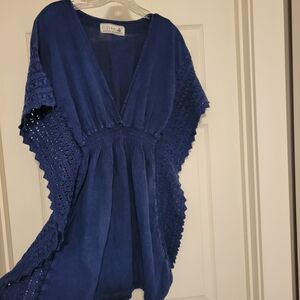 Women's Deep Blue Bohemian Swim Coverup